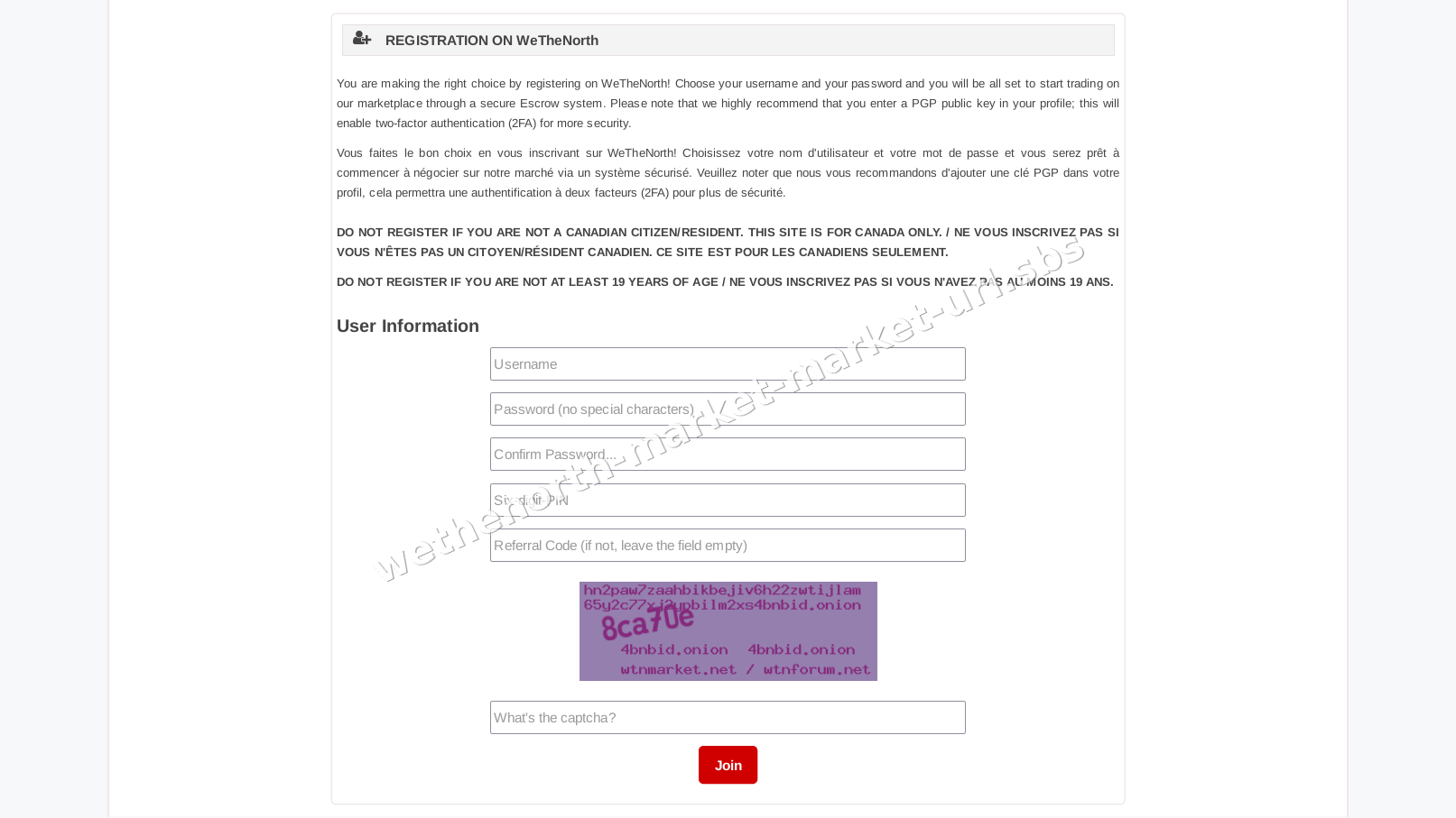 Wethenorth Market Market Url interface — view 2